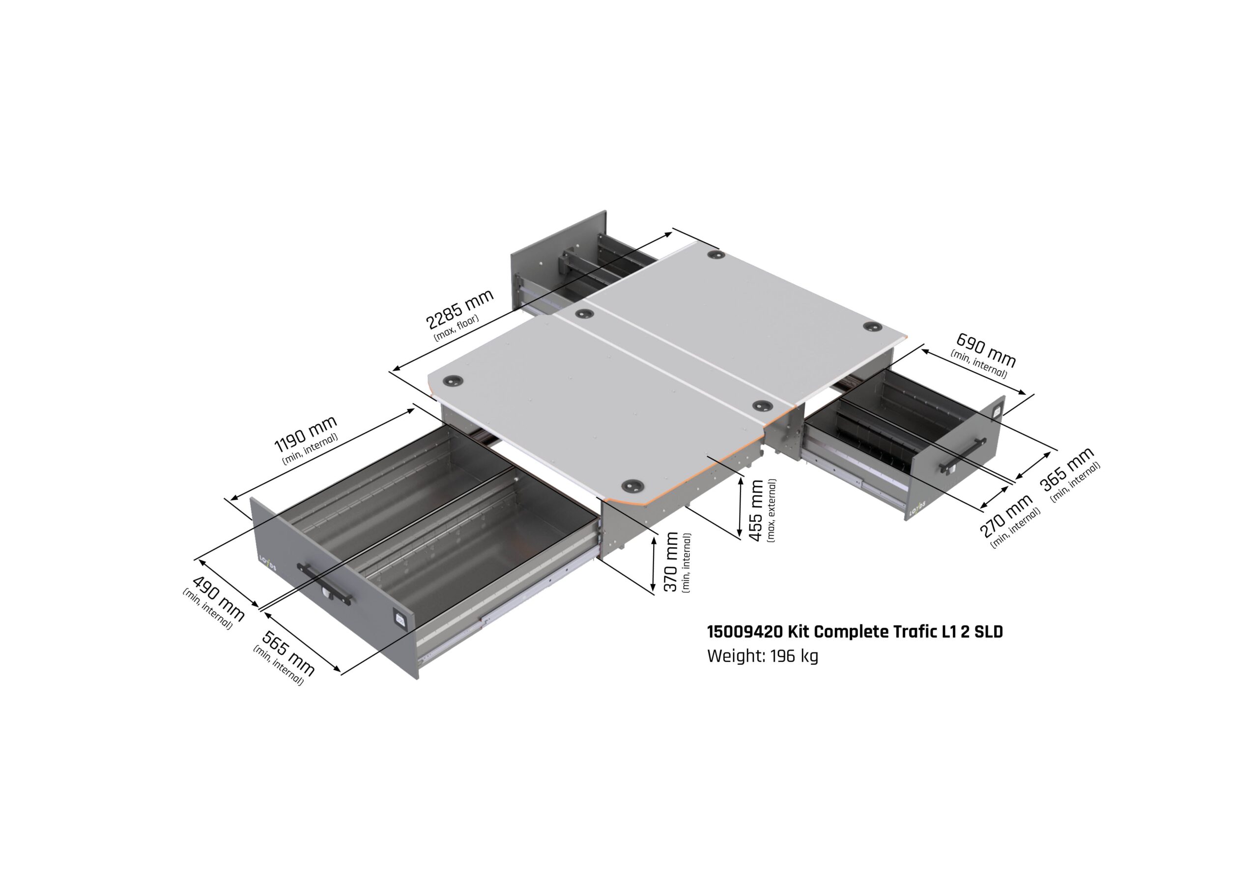 Smartfloor Bilinnredning til Trafic, NV300, Vivaro L1 - Bilde 3