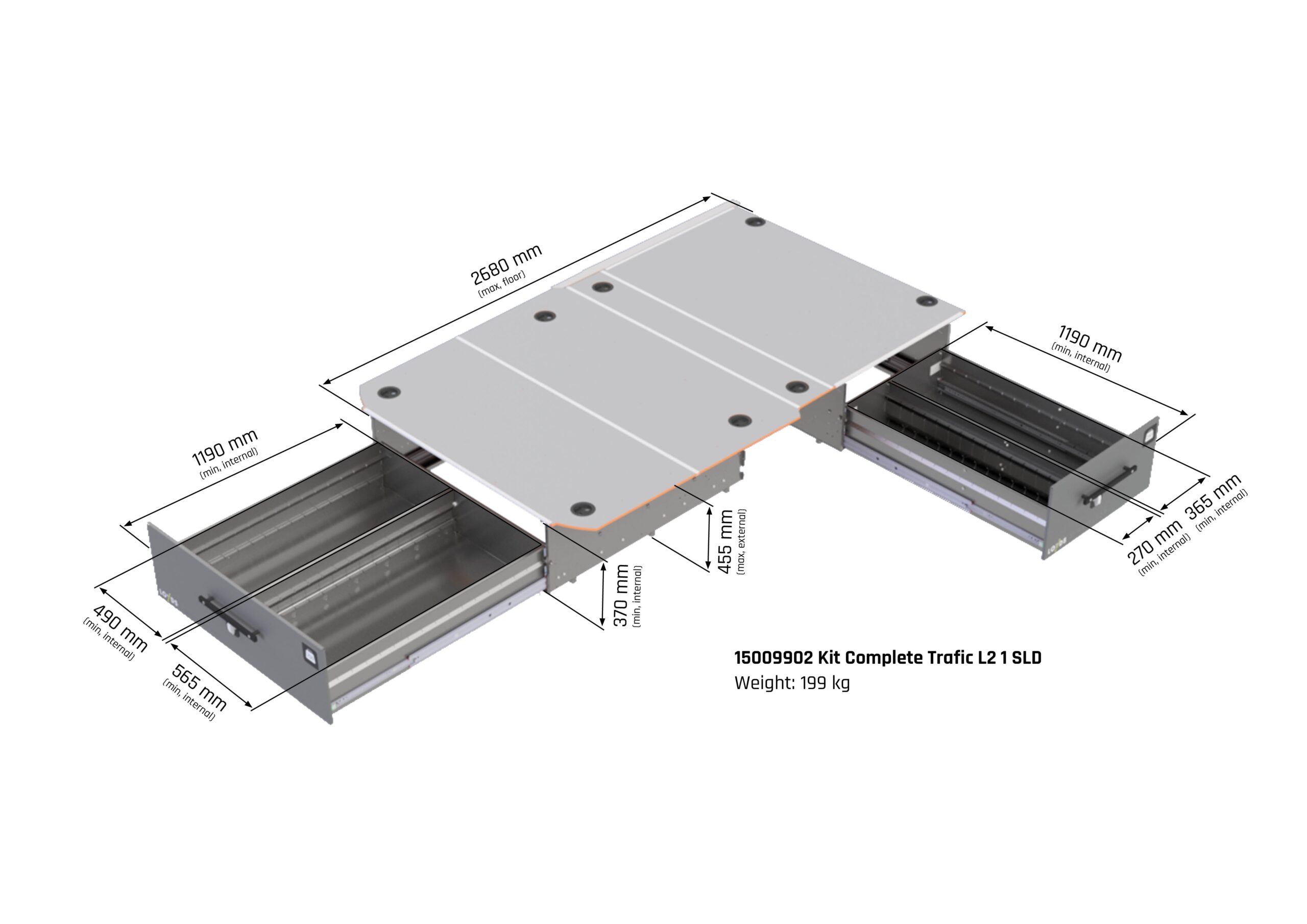 Smartfloor Bilinnredning til Trafic, NV300, Vivaro L2 - Bilde 3