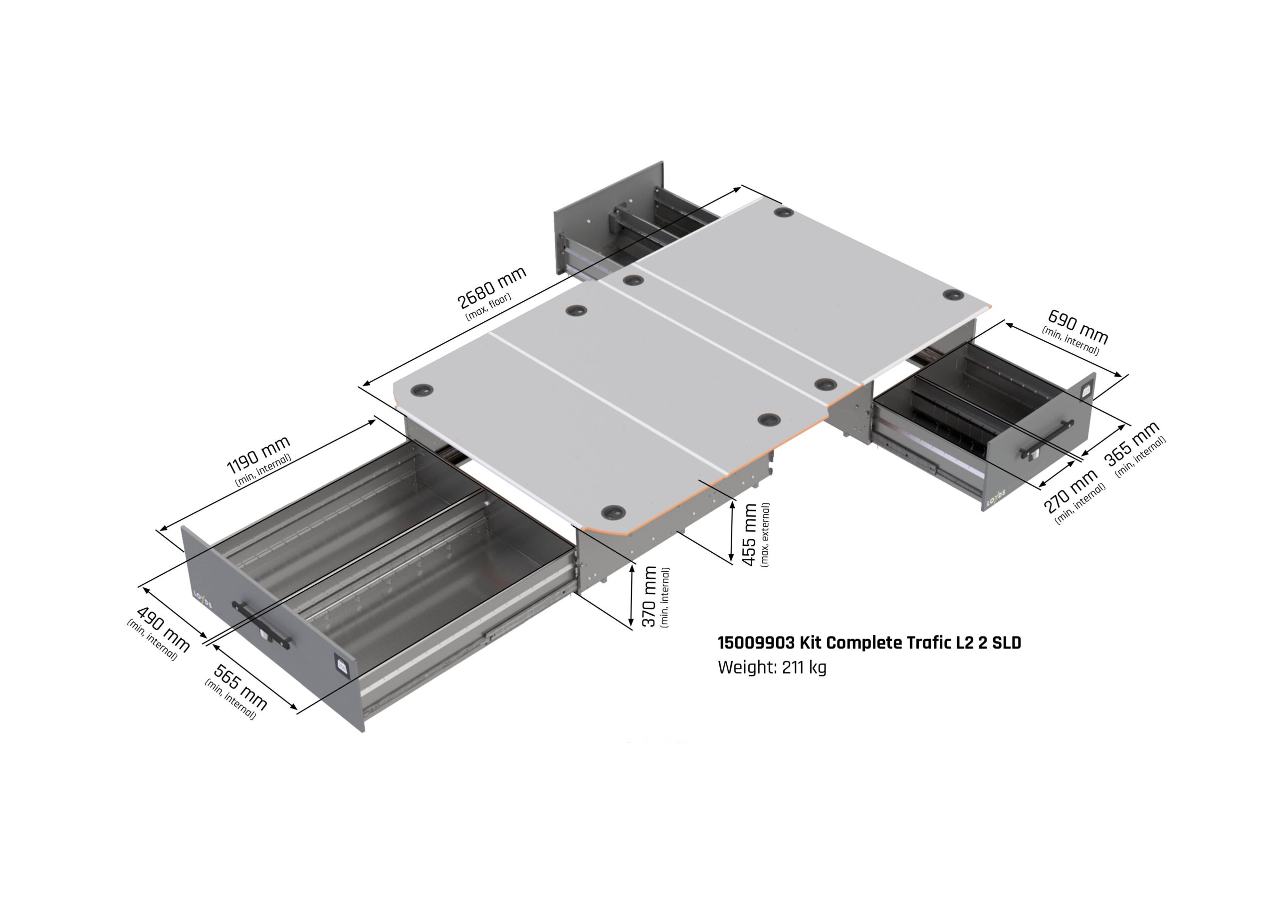 Smartfloor Bilinnredning til Trafic, NV300, Vivaro L2 - Bilde 2