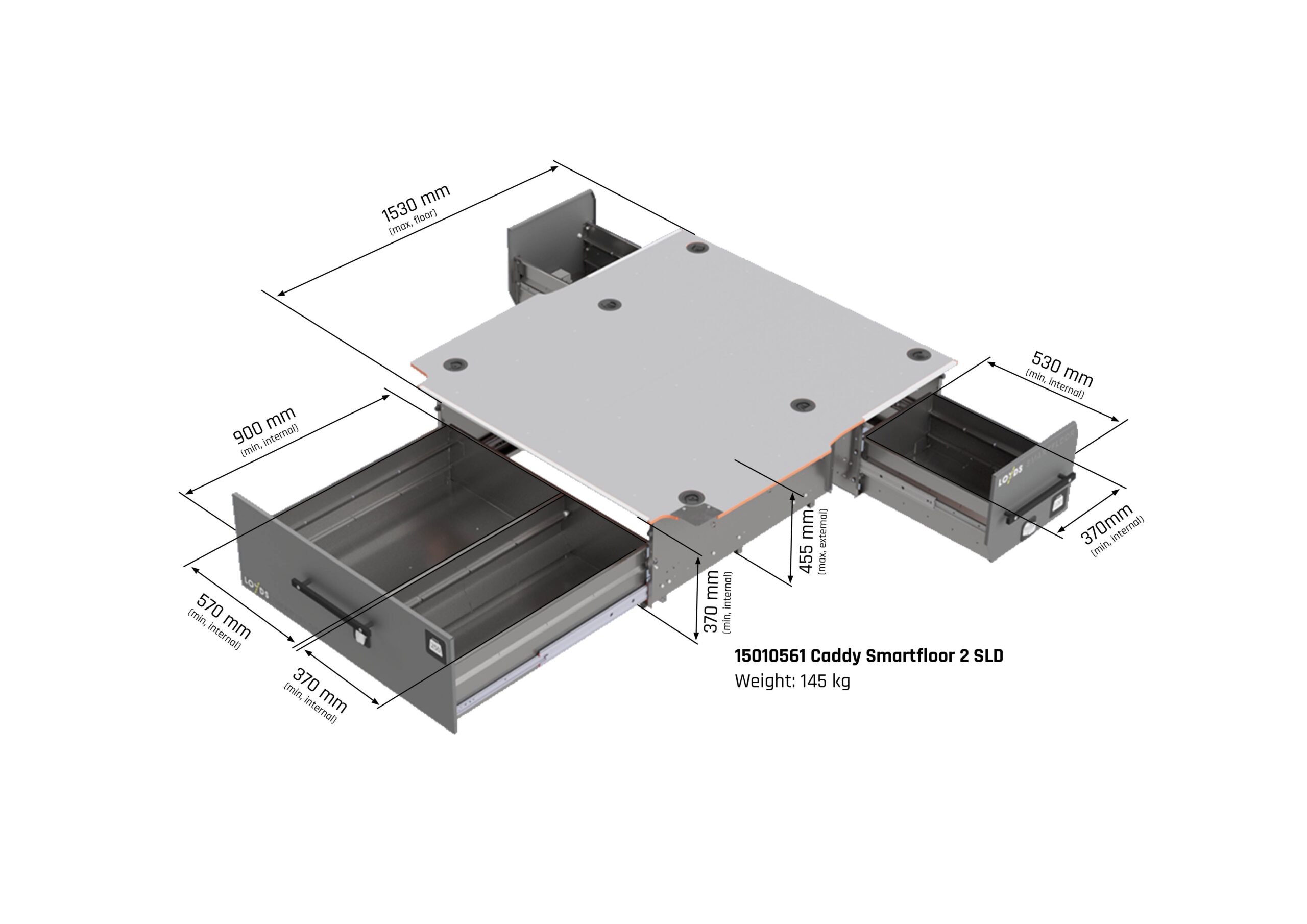 Smartfloor Bilinnredning til Caddy - Bilde 2